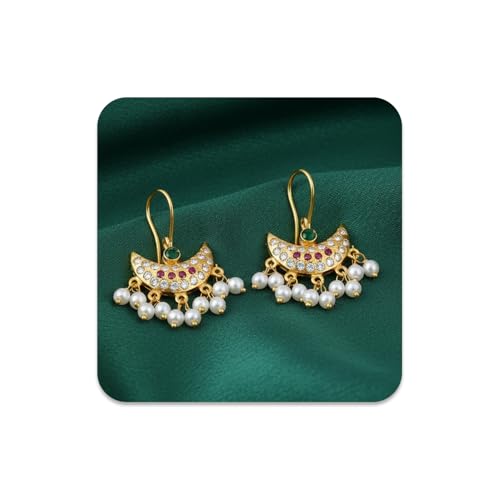VAMA FASHIONS 18K Gold Plated Anti Tarnish Half Moon Design Maharashtrian Traditional Press on Bugadi Upper Ear Clip on Earrings for Women & Girls - Image 1