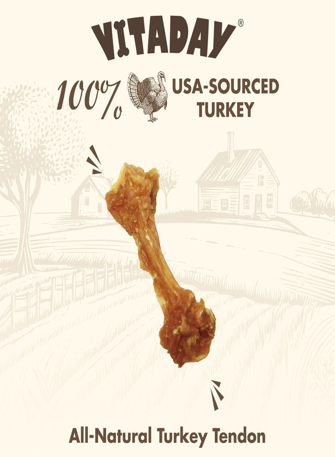 VITADAY Turkey Tendon Bone (S) Pack of 4, 100% Natural, USA-Sourced Turkey Tendon, High-Protein, Low-Fat, Long-Lasting Dog Chew, Rawhide Alternative, Hypoallergenic Puppy & Dog Treats - Image 3