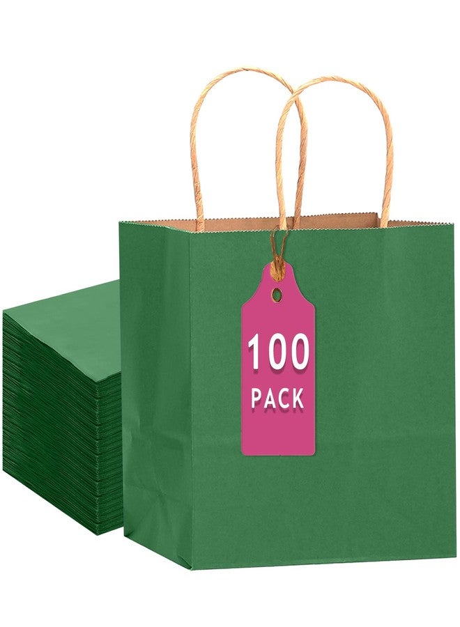 qiqee 100PCS Large Gift Bag with Handles Bulk 13"x4.5"x10" Gift Bags Kraft Deep Green Multiple Uses (32x11x25cm,Wide Large - Image 1