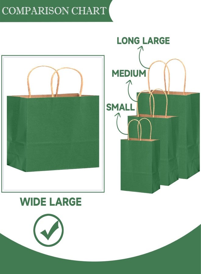 qiqee 100PCS Large Gift Bag with Handles Bulk 13"x4.5"x10" Gift Bags Kraft Deep Green Multiple Uses (32x11x25cm,Wide Large - Image 4