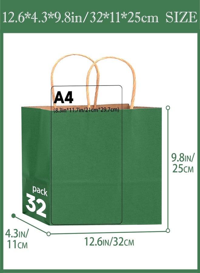 qiqee 100PCS Large Gift Bag with Handles Bulk 13"x4.5"x10" Gift Bags Kraft Deep Green Multiple Uses (32x11x25cm,Wide Large - Image 2