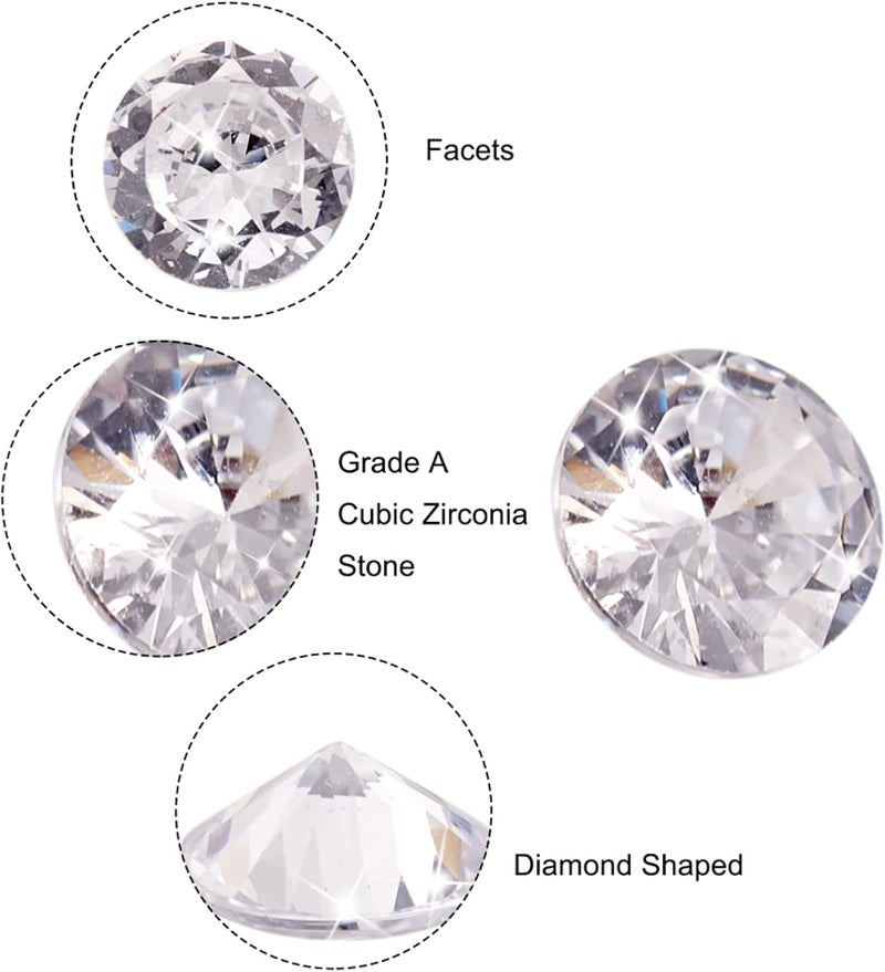 Craftdady 50pcs 4mm Clear Cubic Zirconia Stone Small CZ Rhinestone Faceted Cabochons for Earring Bracelet Pendants Jewelry DIY Craft Making - Image 2