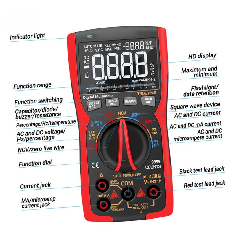 Digital Multimeter High Accuracy LCD Backlight Screen for Electronic Repair Testing - Image 4