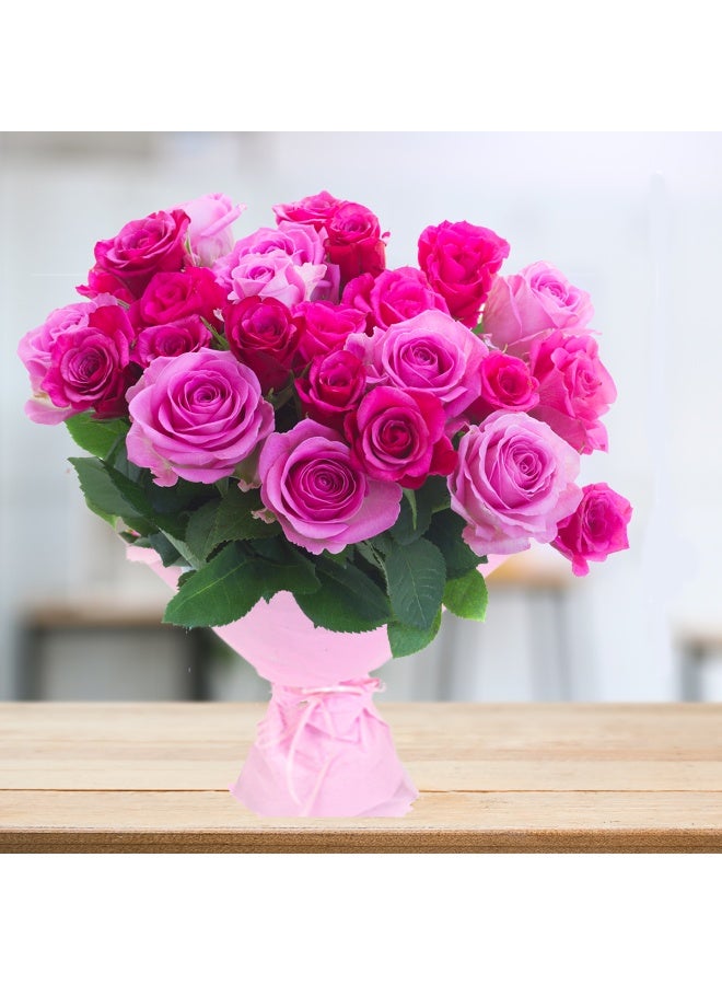 Pink 8 & 14 Magenta roses bouquet