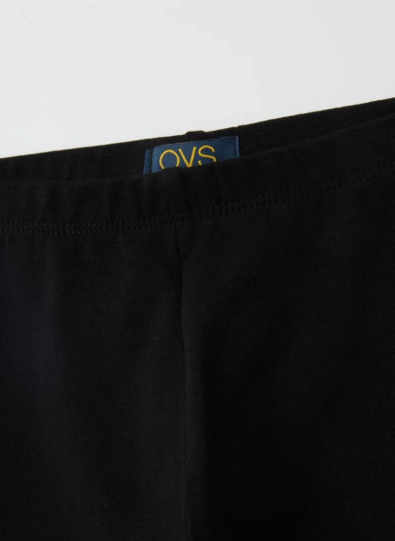 Ovs GIRLS' COTTON BLACK SKINNY STRETCH LEGGINGS