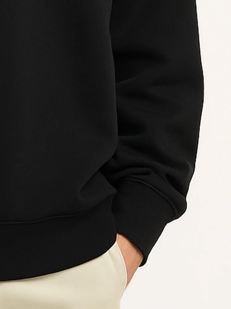 Maniac  Maniac Mens Embroidery Tamil Round Neck Full Sleeve Black & White Fleece Sweatshirt for Men | Best Price UAE