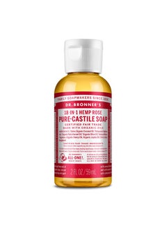 Dr. Bronner's صابون سائل قشتالة نقي (ورد 2 أونصة) مصنوع من زيوت عضوية 18 استخدامًا في 1 للوجه والجسم والشعر والغسيل والحيوانات الأليفة والأطباق مركّز نباتي وغير معدّل وراثيًا  - Image 1