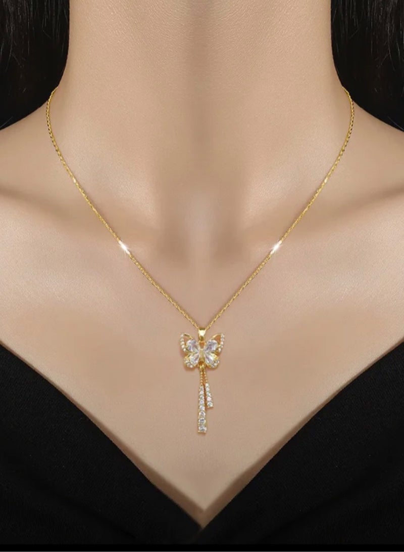 نونز أب سلسال نسائي عصري من الاستانلس ستيل مطلي باللون الذهبي - Image 1