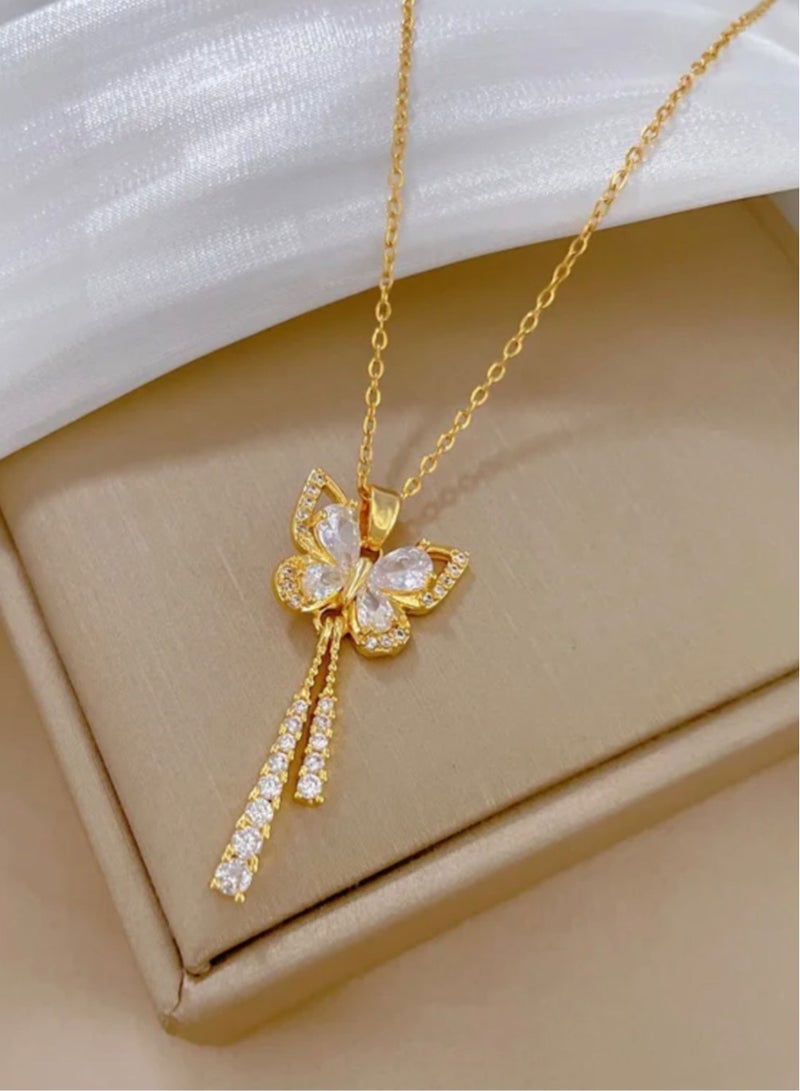 نونز أب سلسال نسائي عصري من الاستانلس ستيل مطلي باللون الذهبي - Image 2