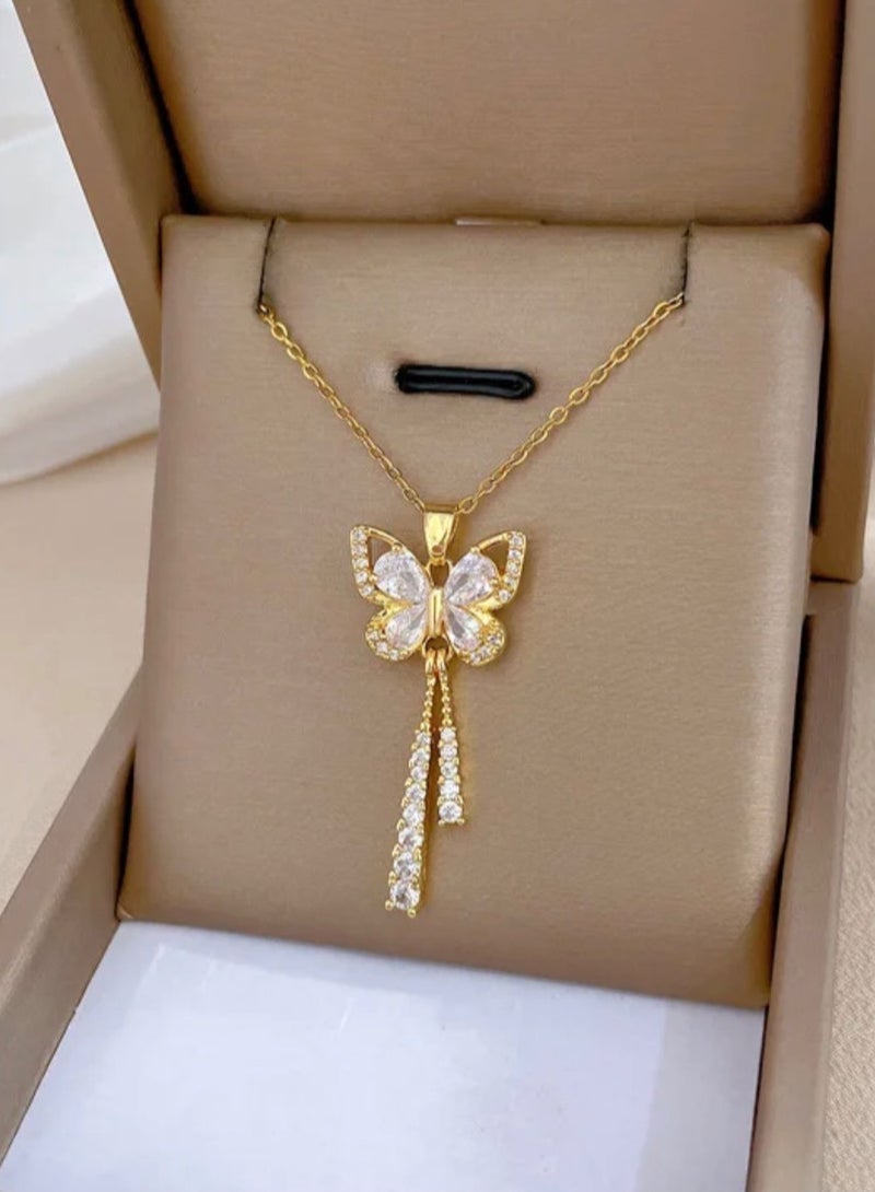 نونز أب سلسال نسائي عصري من الاستانلس ستيل مطلي باللون الذهبي - Image 3