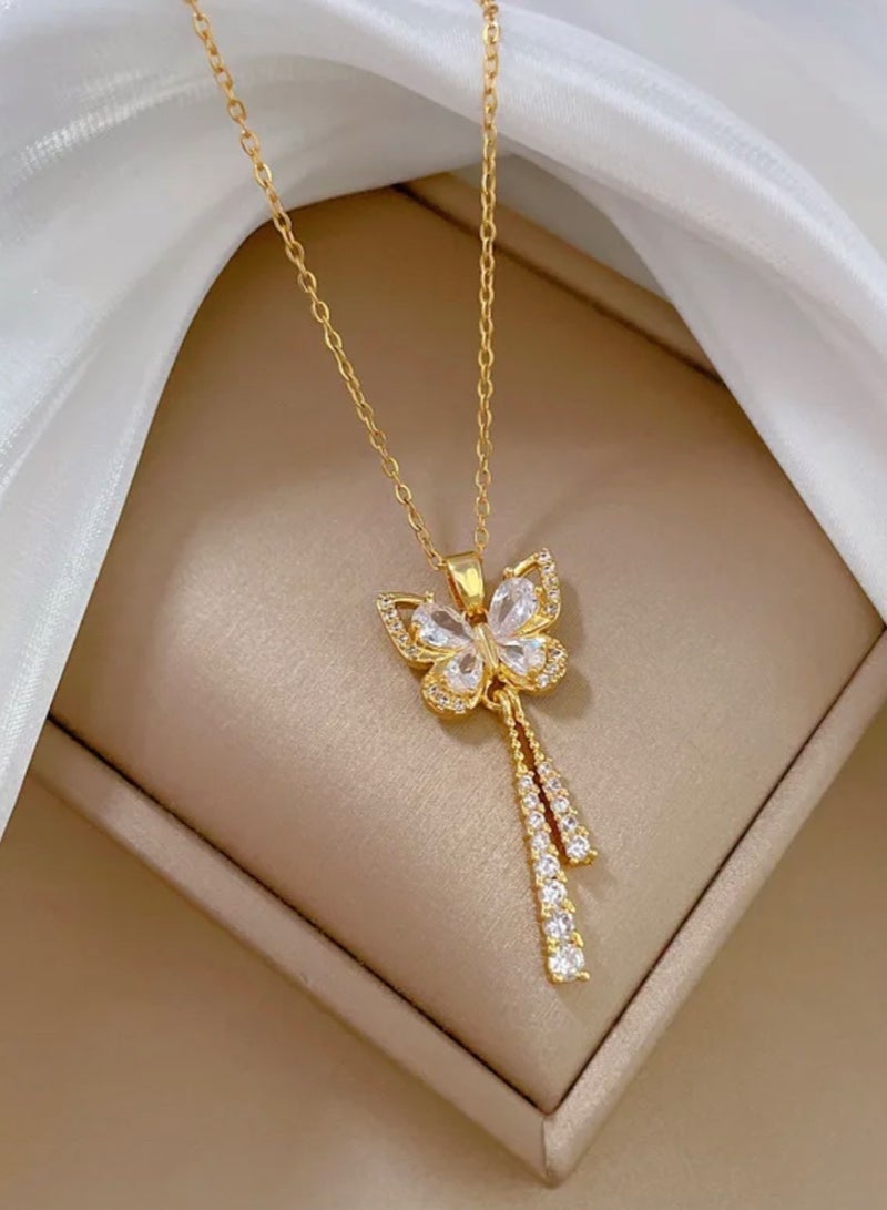 نونز أب سلسال نسائي عصري من الاستانلس ستيل مطلي باللون الذهبي - Image 4