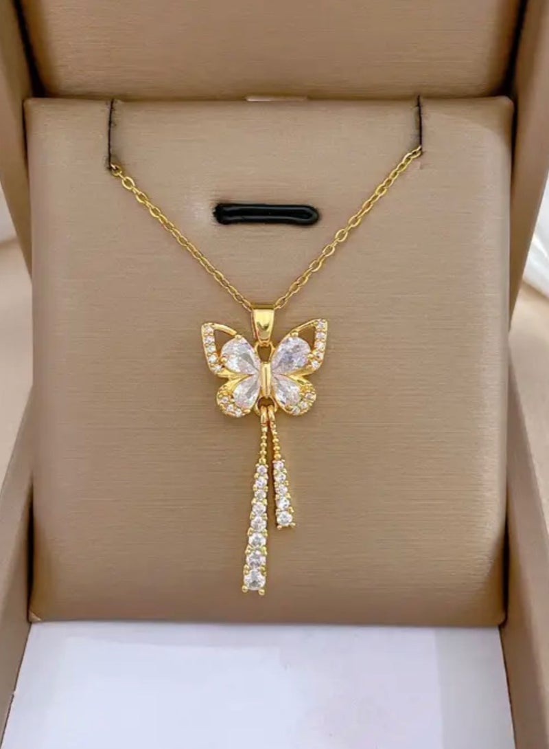 نونز أب سلسال نسائي عصري من الاستانلس ستيل مطلي باللون الذهبي - Image 5