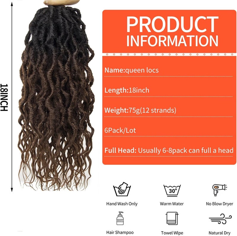 SuyiIRL Faux Locs Crochet Hair For Women Soft Locs 18 Inch Goddess Crochet Hair Curly Ends Dreadlocks Boho Style Synthetic Braiding Hair Extensions - Image 2