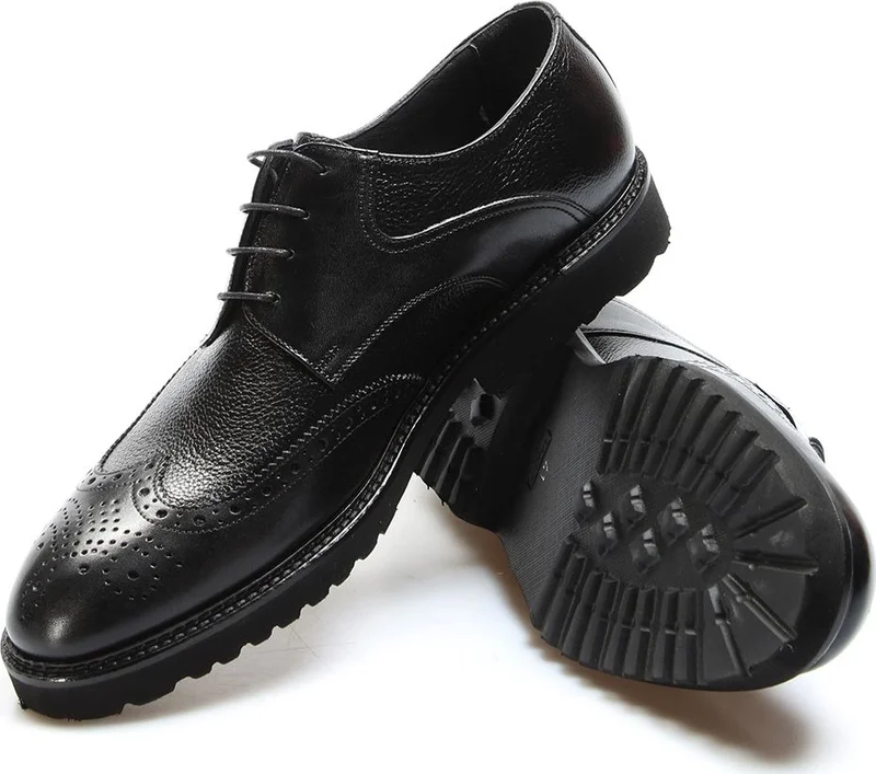 Fast Step Genuine Leather Black Floater Men's Oxford Shoes