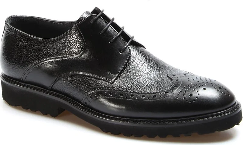Fast Step Genuine Leather Black Floater Men's Oxford Shoes