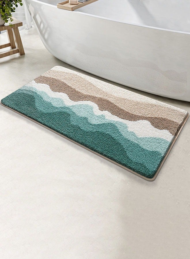 Hanayo Bath Mat Quickly Absorb Water Non-Slip Soft Plush Bathroom Mat Fast Drying Bath Rug for Bathroom Toilet Bedroom Kitchen 40x60cm(Green&Brown) - Image 3