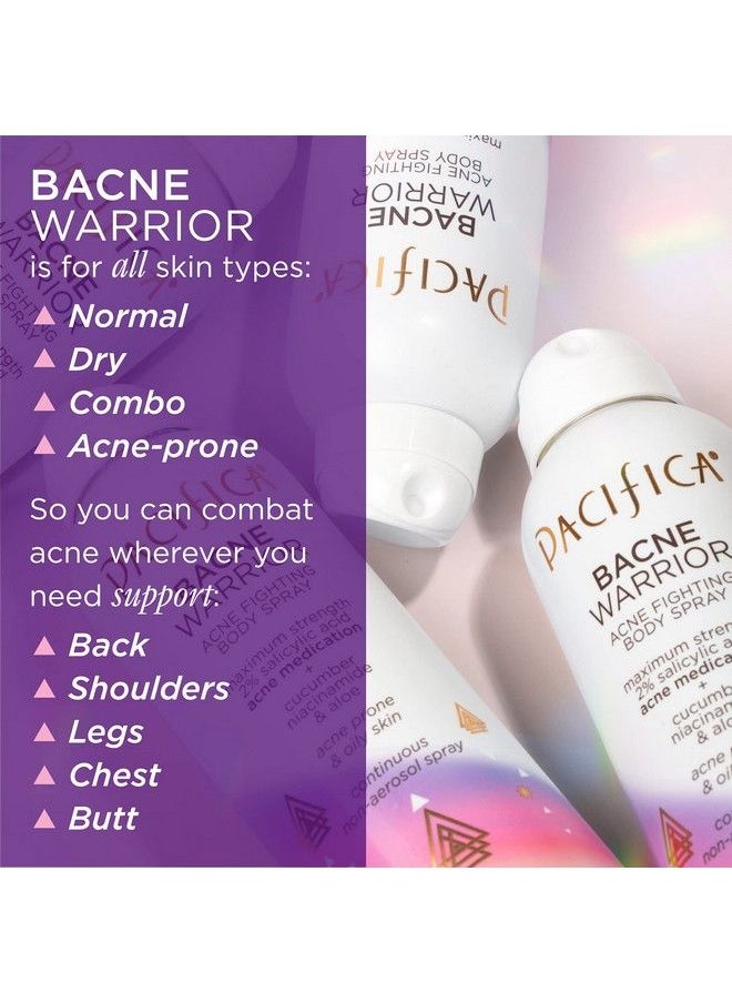 Pacifica - Beauty Bacne Warrior Acne Fighting Body Spray For Body And Back 2% Salicylic Acid Niacinamide Cucumber & Aloe Sensitive Skin Approved 100% Vegan And Cruelty Free Clear 6 Fl Oz - Image 1