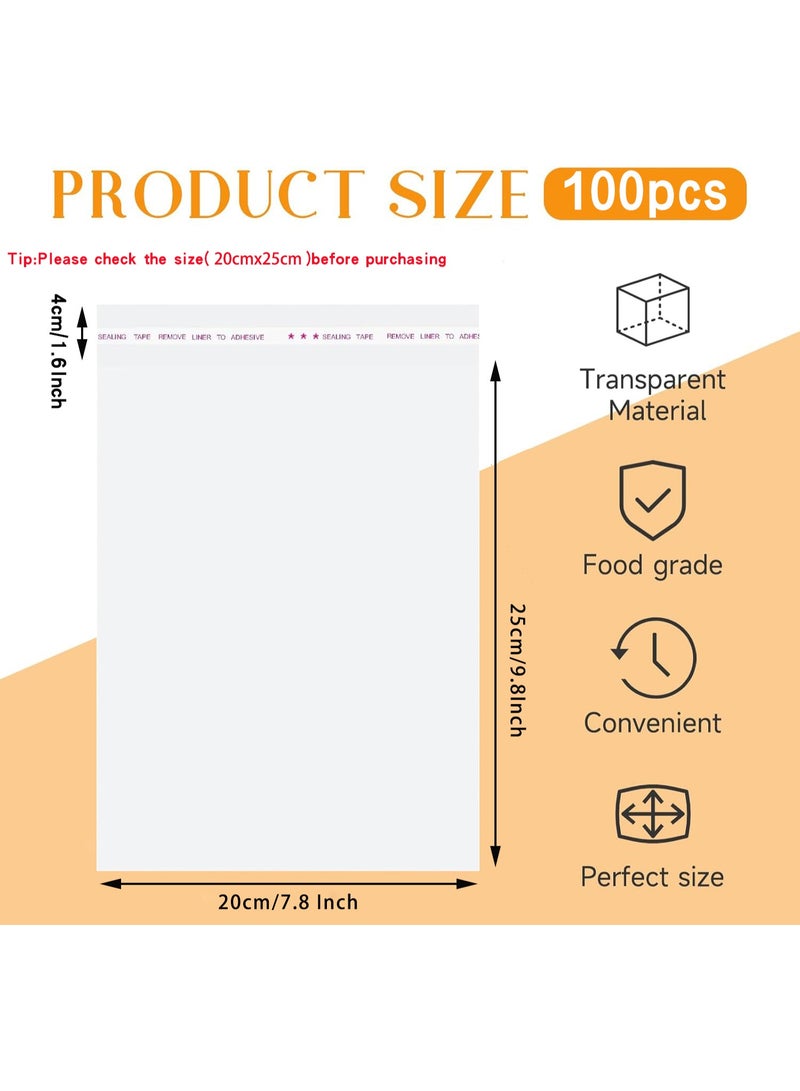 Neonix Self Sealing Cellophane Bags Self Adhesive,20x25 cm 100 Pcs Clear Resealable Cellophane Bags For Packaging Products, Clothing, Photos and Cards - Image 2