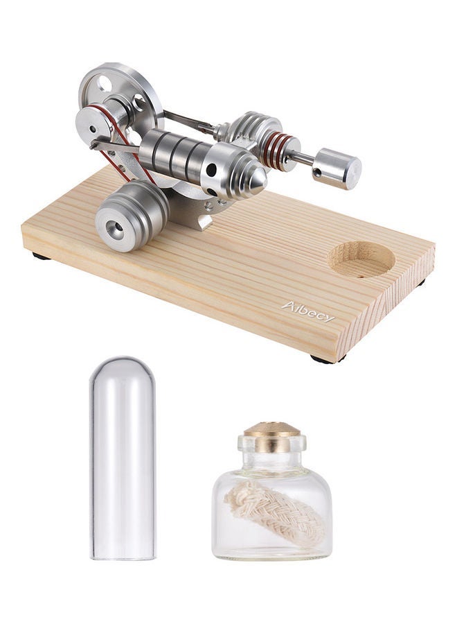 NIBEMINENT Mini Hot Air Stirling Engine Motor Silver/Beige - Image 5