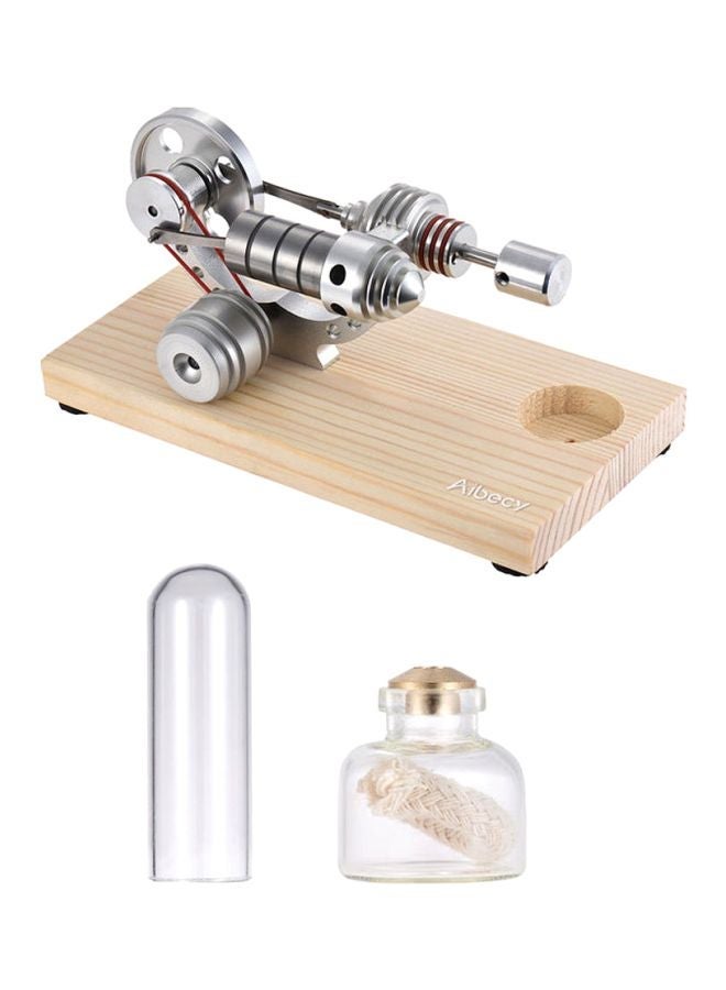 NIBEMINENT Mini Hot Air Stirling Engine Motor Silver/Beige - Image 3