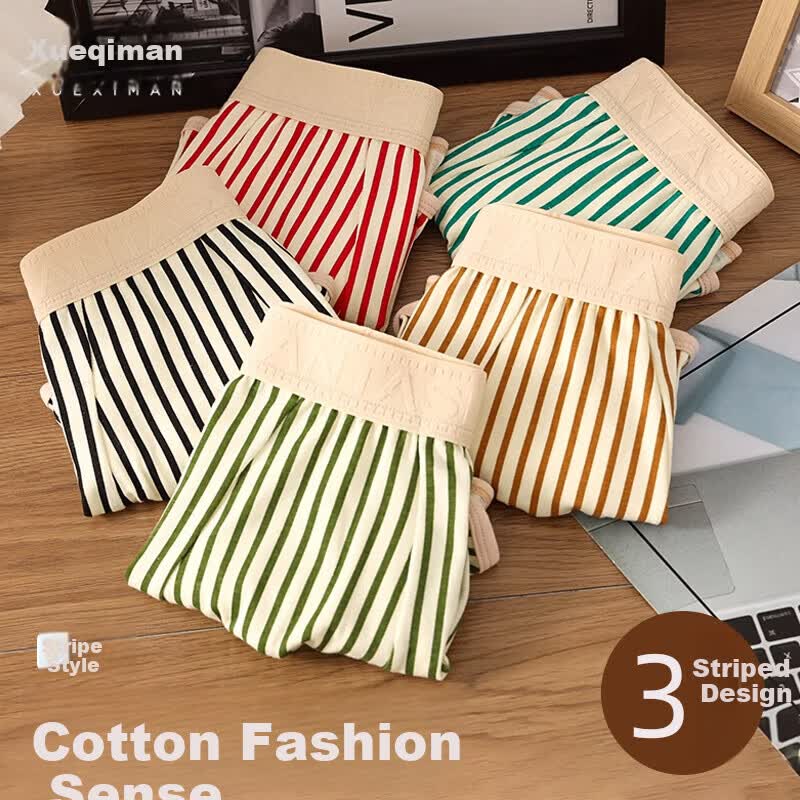 JD Jing Zao XUEXIMAN Men's Underwear, Fashionable Striped, 2026 Spring And Summer New Style, Loose-Fitting, Antibacterial, Comfortable, Breathable, Athletic Boxers, XL - Image 1