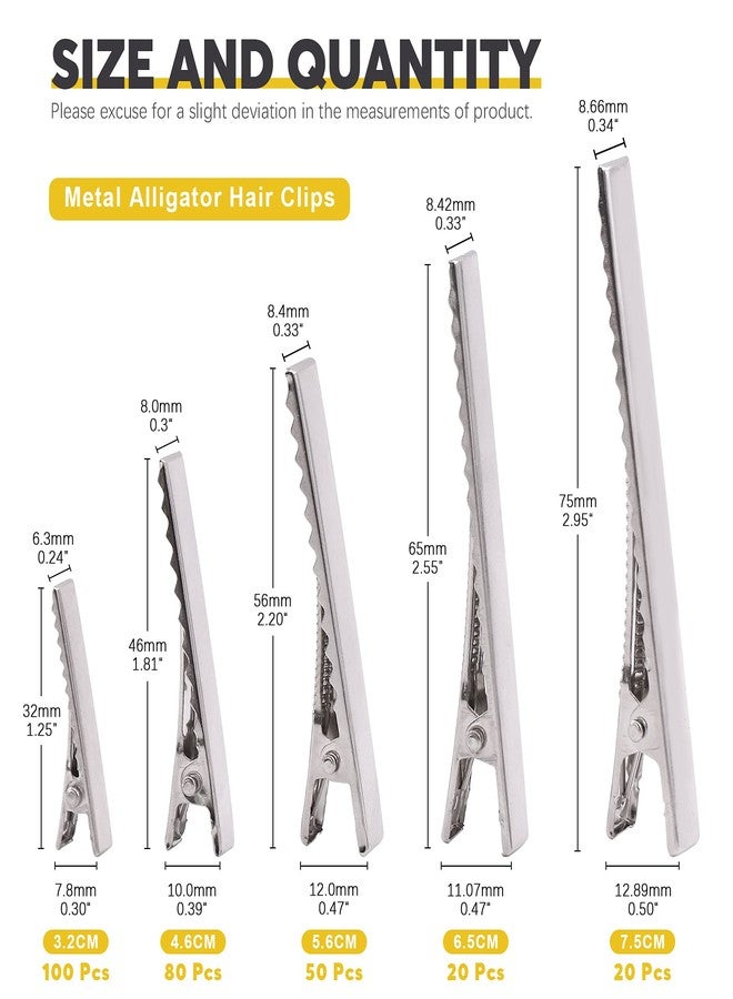Mardatt 270Pcs 5 Sizes Alligator Hair Clips Bulk Silver Single Prong Hair Clips For Bows Making Hair Pins For Sectioning Hair Styling And Sectioning Hairdressing DIY Crafts - Image 2
