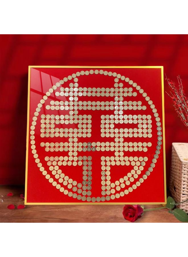 Best Friend Wedding Gift Coin Photo Frame Template Diy Handmade Gift Flocking Cloth 5 50 Cents Mao Xi Zi Xi Zi-Color:Aluminum Alloy Golden Yuanxi 60-60 Requires 422 Wedding Coins - Complete Set Of Photo Frames * Dispensing Glue * Velvet Template * Gift Bag * Wedding Coin - Image 1