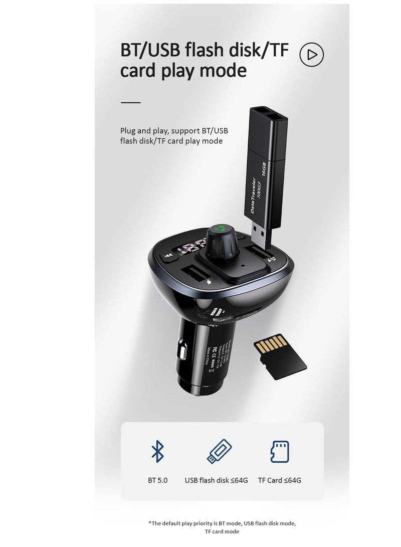 أوسامس شاحن سيارة C21 مزدوج USB 3.4A شاشة رقمية لاسلكي FM للسيارة - Image 4