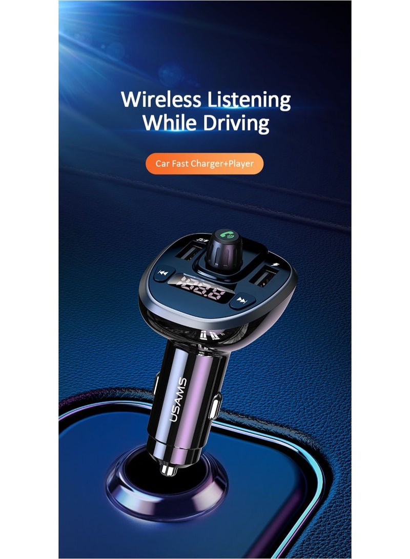 أوسامس شاحن سيارة C21 مزدوج USB 3.4A شاشة رقمية لاسلكي FM للسيارة - Image 2
