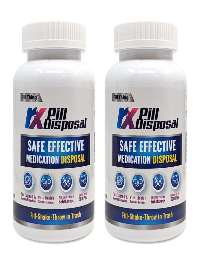 PILL THING RX Pill Disposal, Safe Effective Solution to Destroy Prescription Medication Drug Medicines, Large 40% More Capacity (2 Pack, RXPD - Image 1