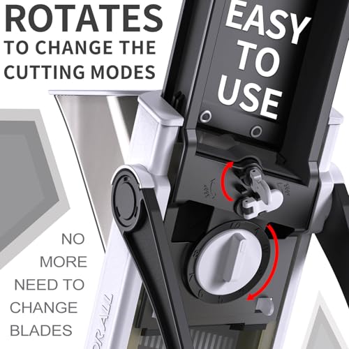 ONCE FOR ALL Upgrade Safe Mandoline Slicer Plus, Biger Size, Adjustable Vegetable Food Chopper Potato Fries Cutter, Detachable Blade, Kitchen Chopping Artifact, Gift (Black) - Image 4