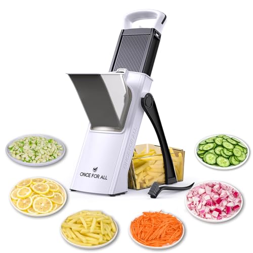 ONCE FOR ALL Upgrade Safe Mandoline Slicer Plus, Biger Size, Adjustable Vegetable Food Chopper Potato Fries Cutter, Detachable Blade, Kitchen Chopping Artifact, Gift (Black) - Image 1