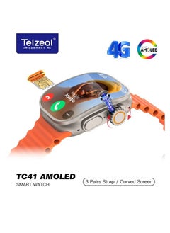 Telzeal Smart Watch TC41 4G SIM Curved Screen – Stylish, Feature-Rich Smartwatch with 4G Connectivity, HD Display, Fitness Tracking, Heart Rate Monitor, and Call & Message Support, Perfect for Daily Use & Health Monitoring  - Image 1