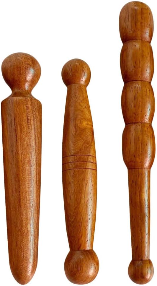 HEALLILY هيليلي 3 قطع عصا تدليك القدم من الخشب الطبيعي قلم ضغط للأقدام لأغراض الانعكاس أداة تدليك مريحة للاستخدام المنزلي - Image 1