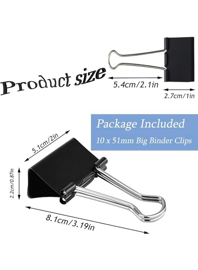 Bulldog Clips - 10 Pcs - Heavy Duty Binder Clamps & Paper Grips - Durable Document Organizer for Office, School, and Kitchen Use - Image 3