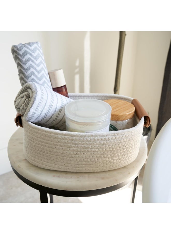 Rectangle Rope Basket, Natural Cotton Rope Storage Baskets, Beige Versatile Decorative Woven Baskets Organizer, for Baby Nursery  Toy Box, size  28x22x11cm - Image 1