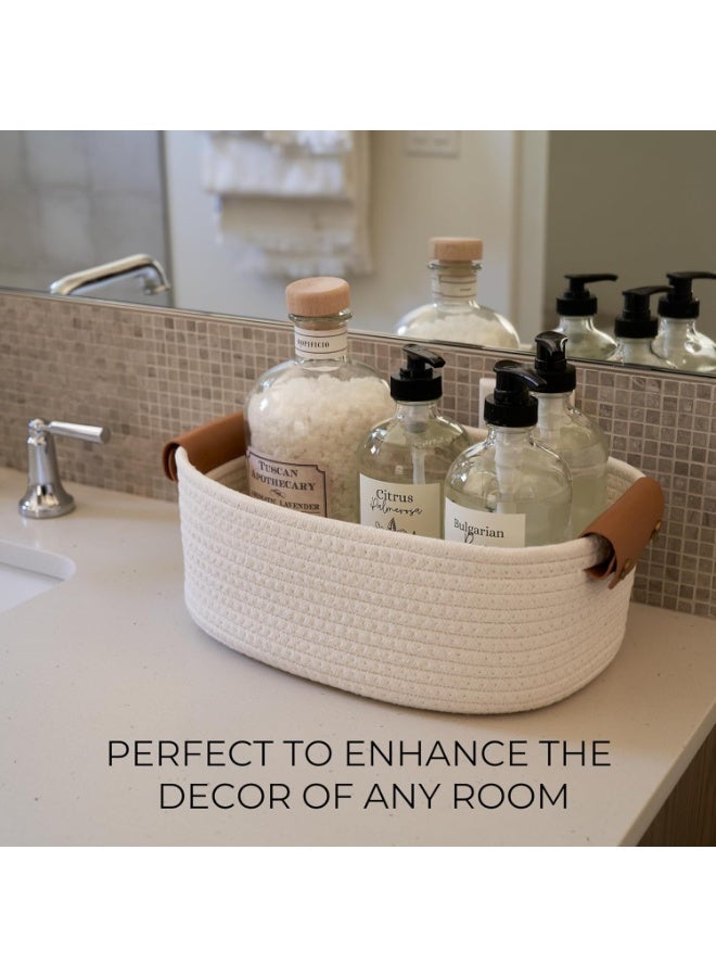 Rectangle Rope Basket, Natural Cotton Rope Storage Baskets, Beige Versatile Decorative Woven Baskets Organizer, for Baby Nursery  Toy Box, size  28x22x11cm - Image 3