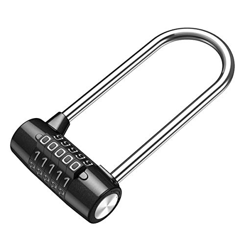 KeeKit 5 Digit Combination Padlock, 4.65 Inch Long Shackle Resettable Padlock, Lengthened Gym Lock Waterproof for School, Employee, Gym & Sports Locker, Gate, Case, Toolbox, Fence - Black - Image 1