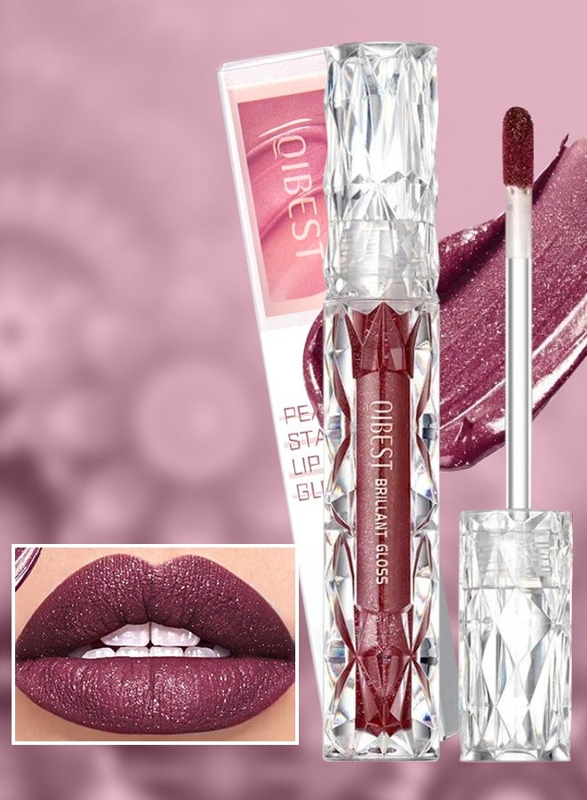 QiBest Pearly Stay Lip Gloss Diamond Matte Lip Oil Gloss Glitter Metallic Liquid Lipstick Glitter Shimmer Lip Glaze Shimmery Finish High Pigment Long Lasting Lip Gloss Tint Makeup No.09 - Image 1