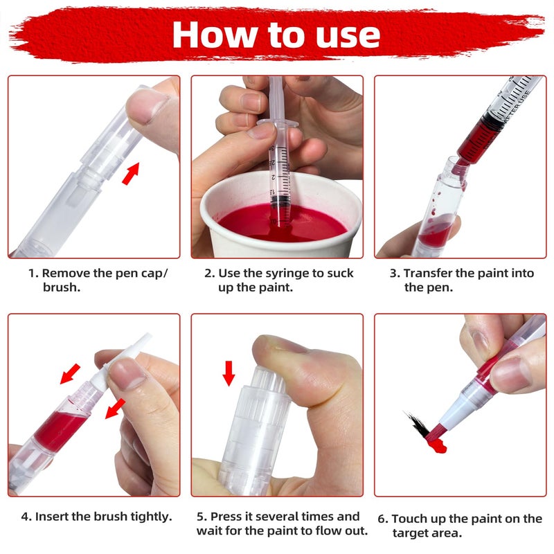 XTIIEED Fillable Touch Up Paint Pen, Refillable Paint Brush Pens, Touch up Paint pens for Walls - Wood Floors, Windows, Furniture, Kitchen Cabinet, Suitable for Any Repair(3 Pack) - Image 2
