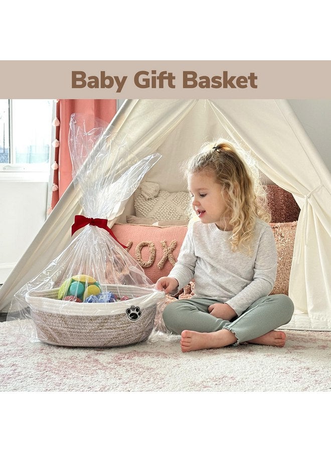HiChen Dog Toy Basket Small Gift Basket for Baby, Storage Basket for Nursery, Woven Basket for Dog Cat Storage, Nursery Storage Basket for Diapers, Towels, 12"x 8" x 5" Mixed-Brown - Image 3