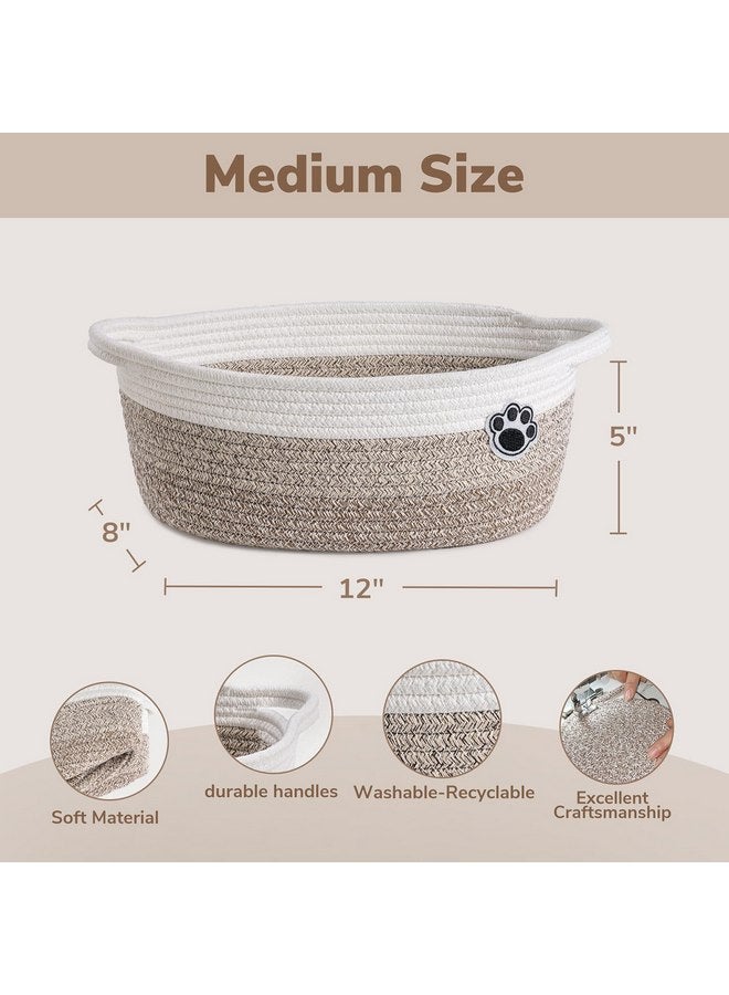 HiChen Dog Toy Basket Small Gift Basket for Baby, Storage Basket for Nursery, Woven Basket for Dog Cat Storage, Nursery Storage Basket for Diapers, Towels, 12"x 8" x 5" Mixed-Brown - Image 5