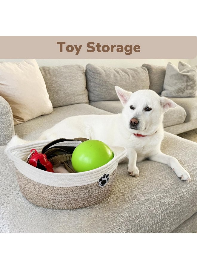 HiChen Dog Toy Basket Small Gift Basket for Baby, Storage Basket for Nursery, Woven Basket for Dog Cat Storage, Nursery Storage Basket for Diapers, Towels, 12"x 8" x 5" Mixed-Brown - Image 2