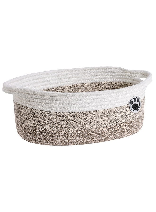 HiChen Dog Toy Basket Small Gift Basket for Baby, Storage Basket for Nursery, Woven Basket for Dog Cat Storage, Nursery Storage Basket for Diapers, Towels, 12"x 8" x 5" Mixed-Brown - Image 1