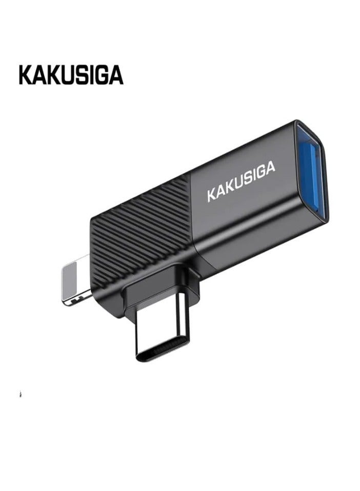 KAKUSIGA محول KAKUSIGA 2 في 1 USB 2.0 iP و USB-C ذكر إلى USB أنثى - Image 1