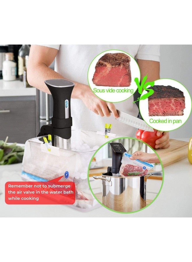 FIRAWER Sous Vide Bags Reusable 27Pcs, BPA Free Food Vacuum Sealer Bags, Food Storage Bags, Vacuum Zipper Bags for Sous Vide Cooking - 20Pcs Food Sealer Bags & 5 Air Valves & 2 Seal Clips (8.5X8.5 in) 1.4L - Image 4