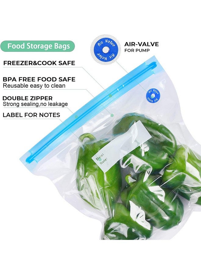 FIRAWER Sous Vide Bags Reusable 27Pcs, BPA Free Food Vacuum Sealer Bags, Food Storage Bags, Vacuum Zipper Bags for Sous Vide Cooking - 20Pcs Food Sealer Bags & 5 Air Valves & 2 Seal Clips (8.5X8.5 in) 1.4L - Image 3