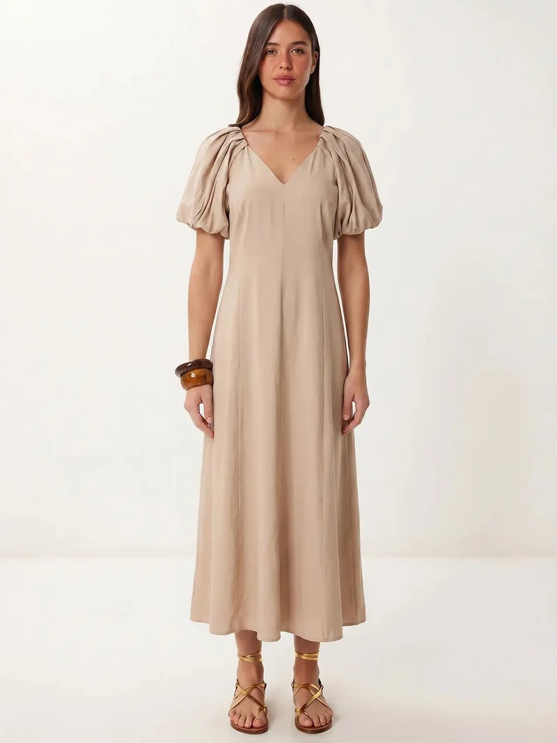 السعادة في إسطنبول ISTANBUL Women's A-line Midi Dress With V-neck