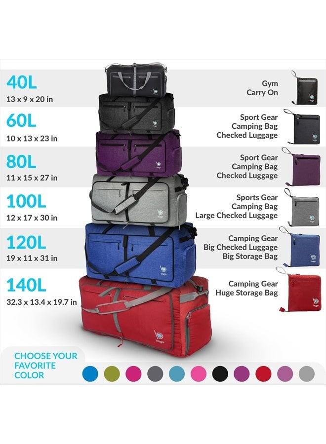 Bago Foldable Duffel Bags for Traveling Women & Men - 40L Sports Packable Duffle Bag for Travel with Shoe Compartment - Water Repellant, Heavy Duty, Lightweight Folding & Collapsible (Green) - Image 3