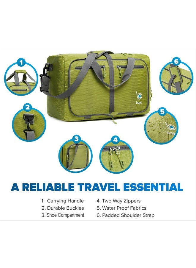 Bago Foldable Duffel Bags for Traveling Women & Men - 40L Sports Packable Duffle Bag for Travel with Shoe Compartment - Water Repellant, Heavy Duty, Lightweight Folding & Collapsible (Green) - Image 4